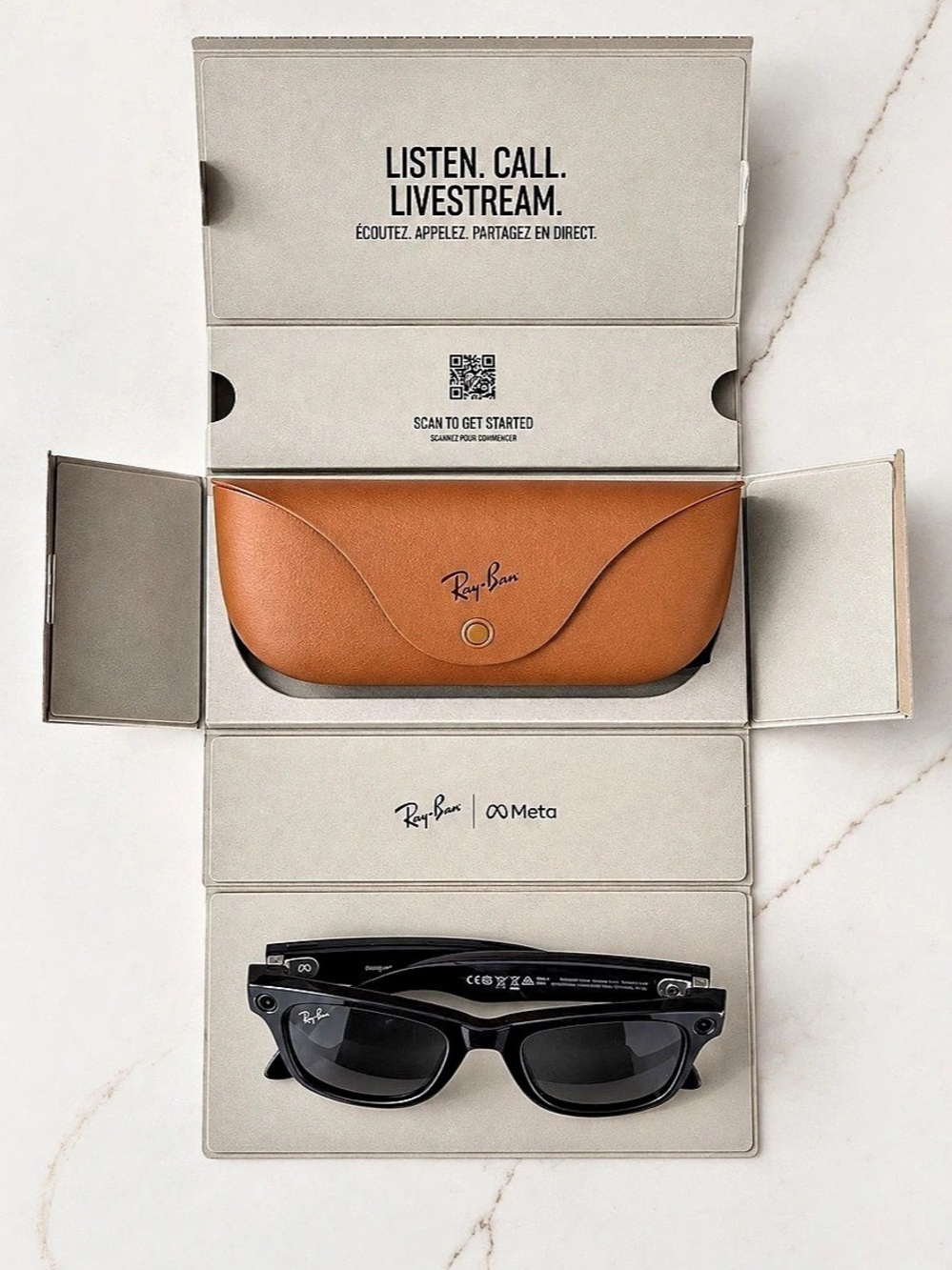 Ray-Ban Meta Wayfarer Gen 1 Smart Glasses RW4006 Shiny Black G15 50mm NWT
